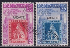 X156  TRIESTE AMG-FTT – Francobolli di Toscana, serie n. 1208/109, timbrata.