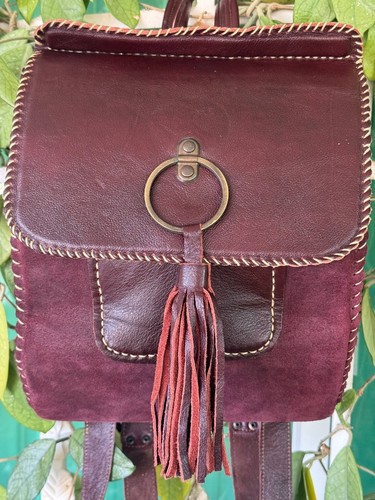 Borsa zaino vintage vera pelle