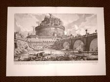 Ponte e Mausoleo di Elio Adriano Imperatore Roma Grande litografia Piranesi 1961