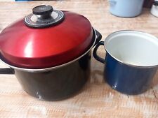 Due Pentole Vintage Smaltate Color Blu, Belle Una Diametro 26cm E Una 16cm