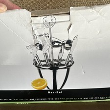 *NUOVO* Set Cocktail Bar Vintage WMF Cromargan Germania Facce Stravaganti SS 8 Pezzi