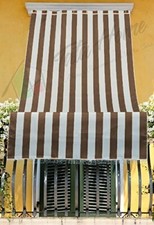 Tenda da Sole Esterno Balcone Veranda con Anelli a Righe Rigata MARRONE