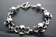 Teschio Bracciale Biker Nero 25 CM Lungo Acciaio Inox / 054