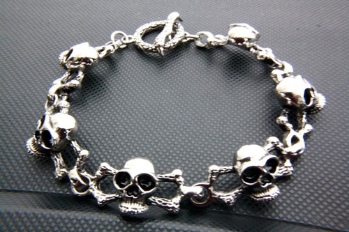 Teschio bracciale biker - teschio, nero
