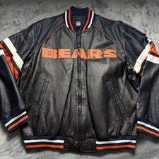 Bomber vintage Chicago Bears pelle uomo XL nero NFL ricamato retrò