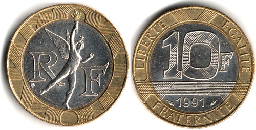 Francia francs 1991 - 10, francs,