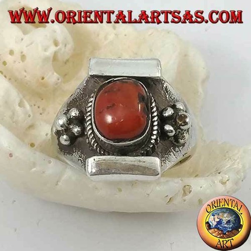 Anello argento 925 corallo - anello,