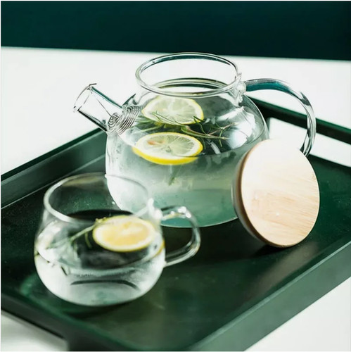 Transparent glass teapot - glass,