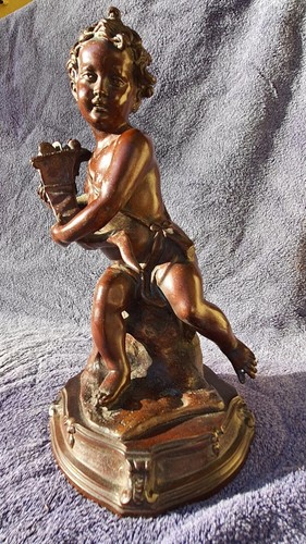 Scultura bronzo putto con - in,