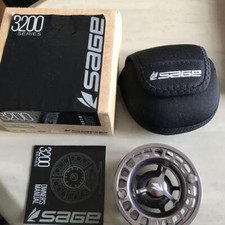 Mulinello a mosca Sage serie 3200 3250 platino quasi nuovo con scatola custodia pesca manuale