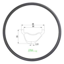 Cerchio carbonio 29er MTB XC clincher asimmetrico tubeless 38mm larghezza 23mm profondità