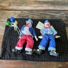 Vintage House of Lloyd Clowning Around Shelf Sitter lotto di 2 bambole in ceramica 9"