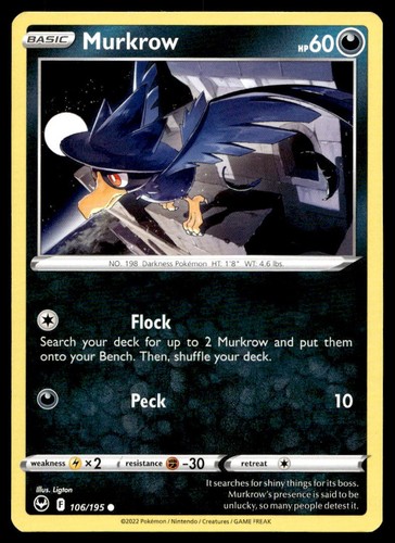 Carta pokemon murkrow 106 195 - carta, 106/195
