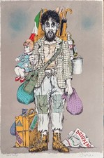BRUNO CARUSO litografia  "il turista" 60x40 firmata numerata cornice