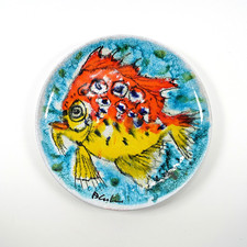 Piatto vintage in ceramica con Pesce ITALY design A.Cartei no Bagni Pugi Bitossi
