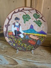 Piatto Sardo Da Parata Dipinto A Mano Terracotta Sardegna Costume Tradizionale  