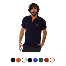polo uomo ALVIERO MARTINI 100% cotone manica corta bottoni inserti 8 colori