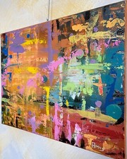 Pittura Moderna Quadro Astratto Dipinto A Mano Su Tela Bianca Pezzo Unico