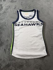 Seattle Seahawks Tank Top Womens Small White Blue NFL Football Mesh Sleeveless
