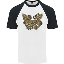 T-Shirt Da Baseball S/S Per Uomo Con Farfalle Steampunk