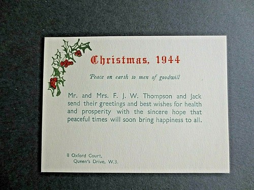Vintage christmas card 1944 - christmas,
