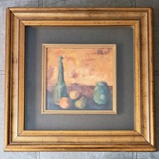 natura morta con una bottiglia, un vaso e della frutta, di Domenico Giustacchini