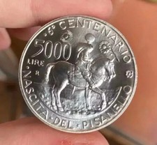 PISANELLO 5000 LIRE 1995 VI CENTENARIO DELLA NASCITA ARGENTO SILVER UNC FS