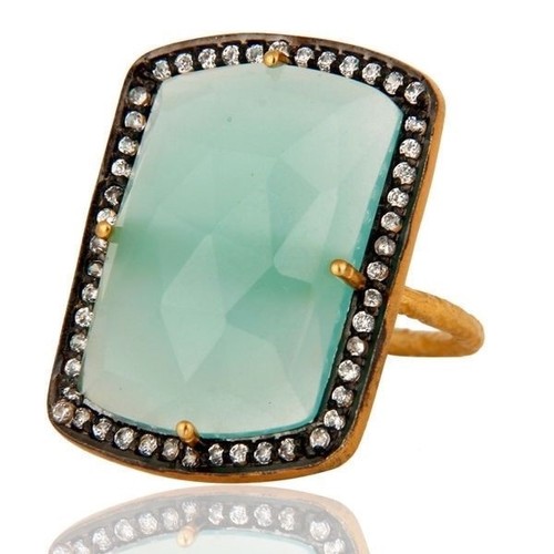 Anello donna acqua calcedonio