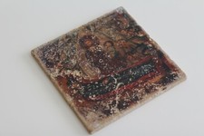 Ritratto icona religiosa fatta a mano 20x20 cm decorazione parete pietra travertino naturale 