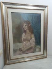 Olio su tela LUCIA SARTO DONNA Tela 69x49  E Compreso Cornice 95x75 