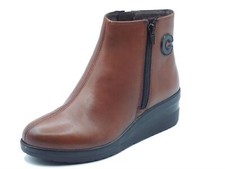 Cinzia Soft IV13898 Cotto Tronchetti con zeppa per Donna in pelle con doppia lam