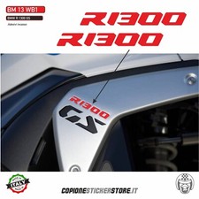 2 Adesivi per incasso fianchetto alluminio Moto BMW R 1300 gs Rosso BM 13 WB1