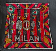 AC MILAN foulard in raso anni 80 bandiera con i trofei