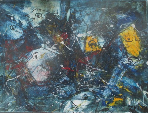 Pesci 80x60 quadro - , olio