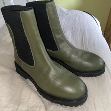 Stivaletti Chelsea in pelle taglia 7 John Lewis AnyDay verde kaki pull on