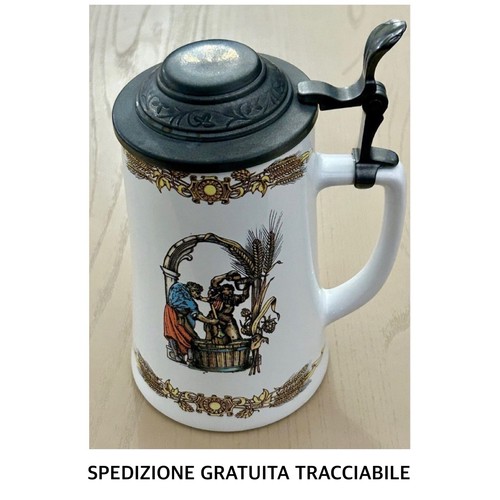 Boccale bianco birra decorato - boccale,