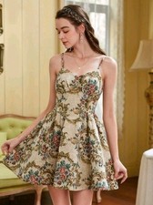 ABITO CON BRETELLE SOTTILI E STAMPA FLOREALE TAGLIA 44 NUOVO