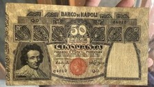 BANCO DI NAPOLI 50 LIRE 1911 RARA E IN OTTIMA QUALITA' CARTA NATURALE