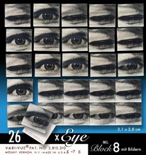 26 VARI VUE KAUGUMMI EYES WACKELBILDER USA 1960s LENTICULAR FLICKER incl. foglio