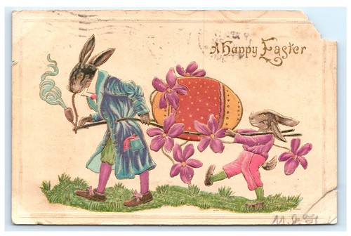 Cartolina buona pasqua - buona, conigli