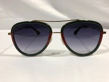 Occhiali da sole aviatore Gucci GG0062S 003 autentici nuovi lenti verdi/rosse grigie