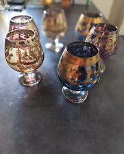 6 Bicchieri Decorati Cognac/Brandy, tre differenti colori, Finitura Oro