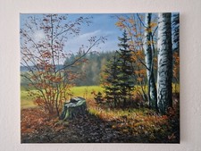 Dipinto olio su tela originale - Paesaggio autunnale - 2415 - 45 x 55 cm