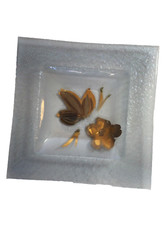 Vassoio Oro Quadrato in Vetro