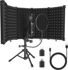 Kit Microfono Registrazione Studio con Protezione Isolante Filtro Pop e Supporto Treppiede USB