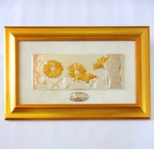 50° ANNIVERSARIO DI MATRIMONIO NOZZE D'ORO QUADRO FIORI ARGENTO CORNICE cm66x42