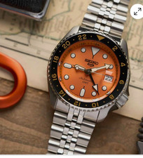 Orologio automatico Seiko 5 Five Sports SSK005 GMT 100 metri quadrante arancione made Japan
