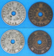 SOUTHERN RHODESIA COLONIE INGLESI 1 PENNY 1942 BRONZO + 1942 COPPER/NICKEL (131)