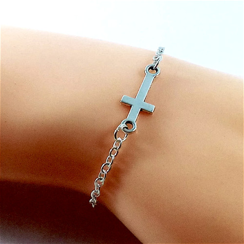 Bracciale con croce argento - bracciale,