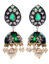 Orecchini INDIANI - Chloe Delicati Jhumka Orecchini Smaltati VERDE